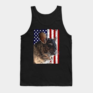 Cute and Cozy Chinchilla USA Flag Tee for Rodent Lovers Tank Top